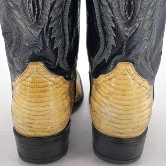 Vintage Tony Lama Exotic Natural Teju Lizard Cowboy Boots Mens 9.5D Gold Label - Picture 6 of 16